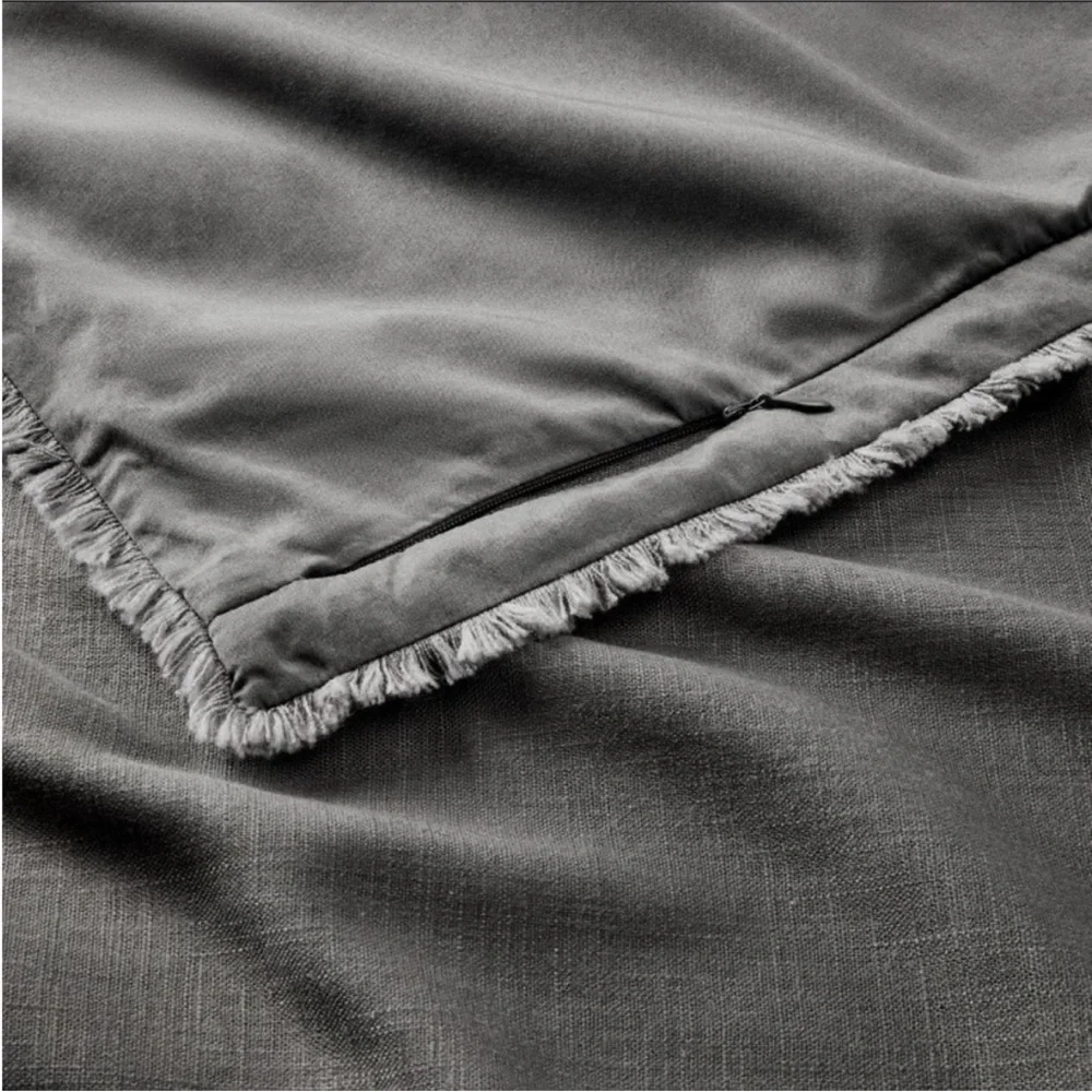 NWT Full/Queen Heavyweight Linen Blend Comforter & Sham Set Dark Gray - Casaluna